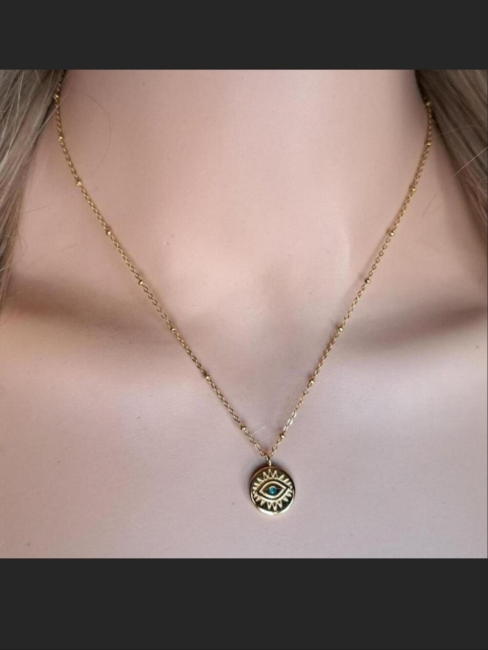 18k Gold Plated Stainless Steel Evil Eye Necklace